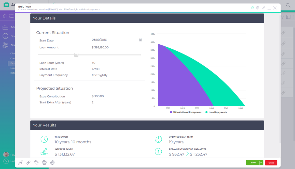 AccountKit Extra loan repayments product interface