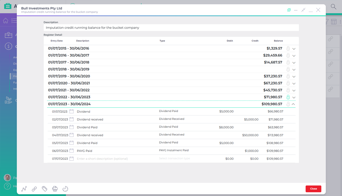 AccountKit Franking account register product interface