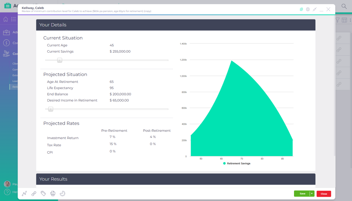 AccountKit Retirement calculator product interface
