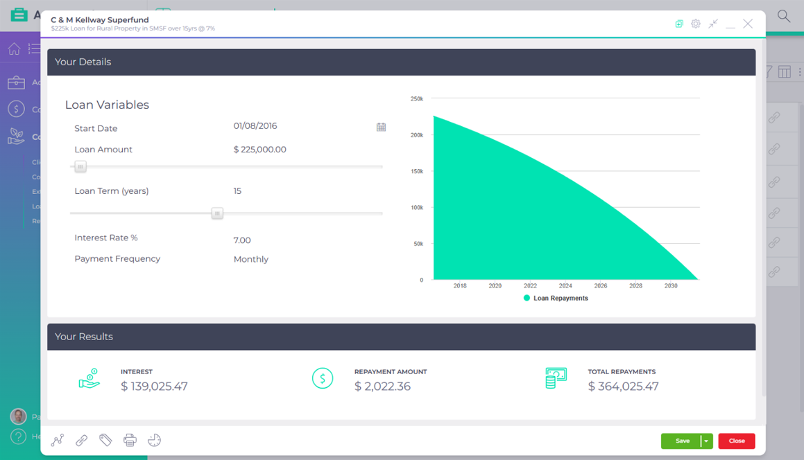 AccountKit Simple loan calculator product interface